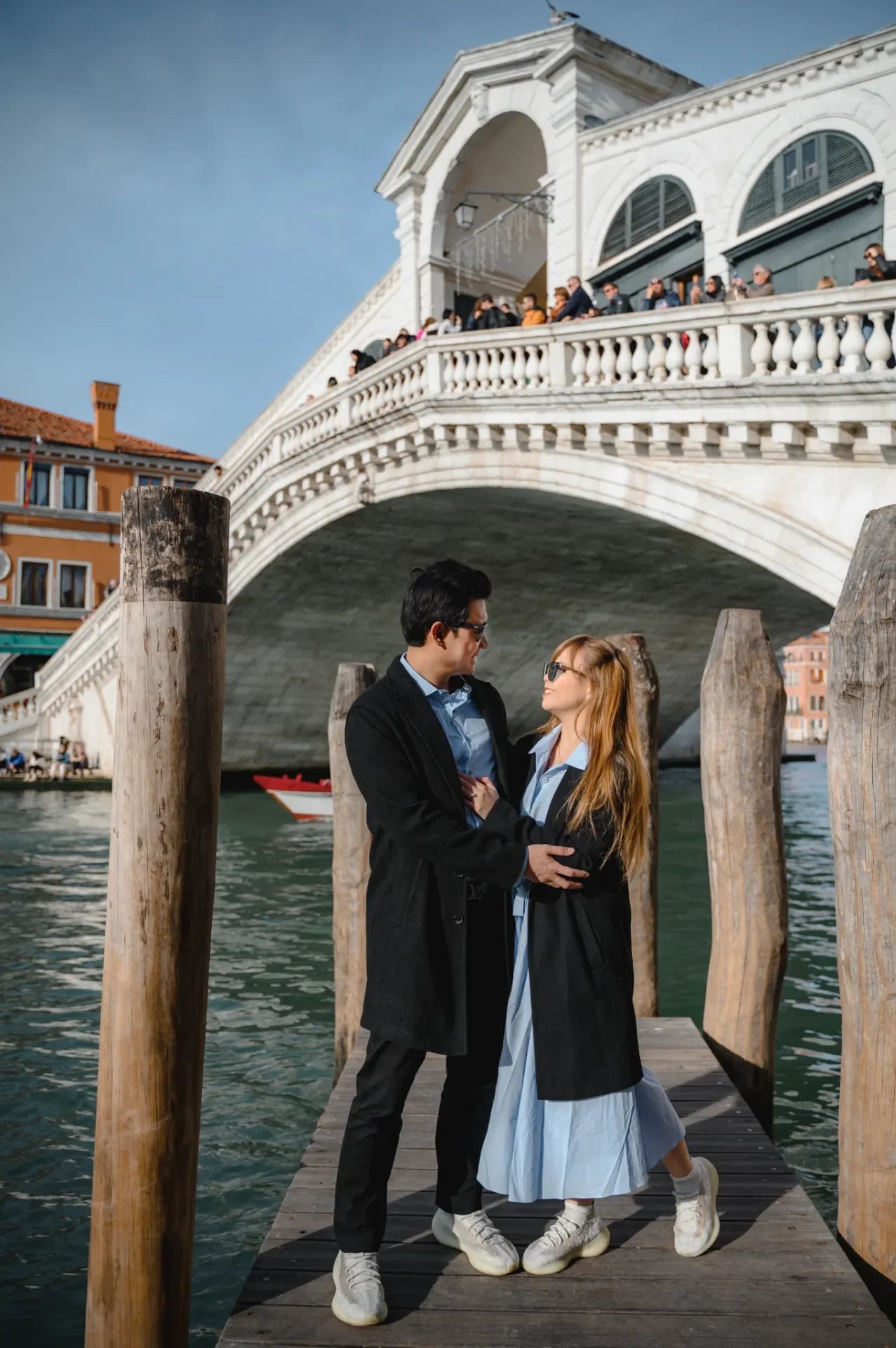Nice couple in Venice taking pictures